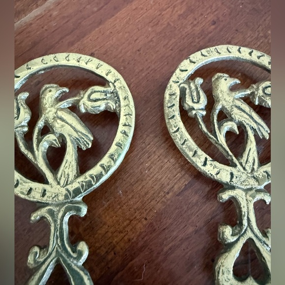 Vintage Gold Trivets Floral Bird Heart Cottagecore Country - Picture 4 of 10